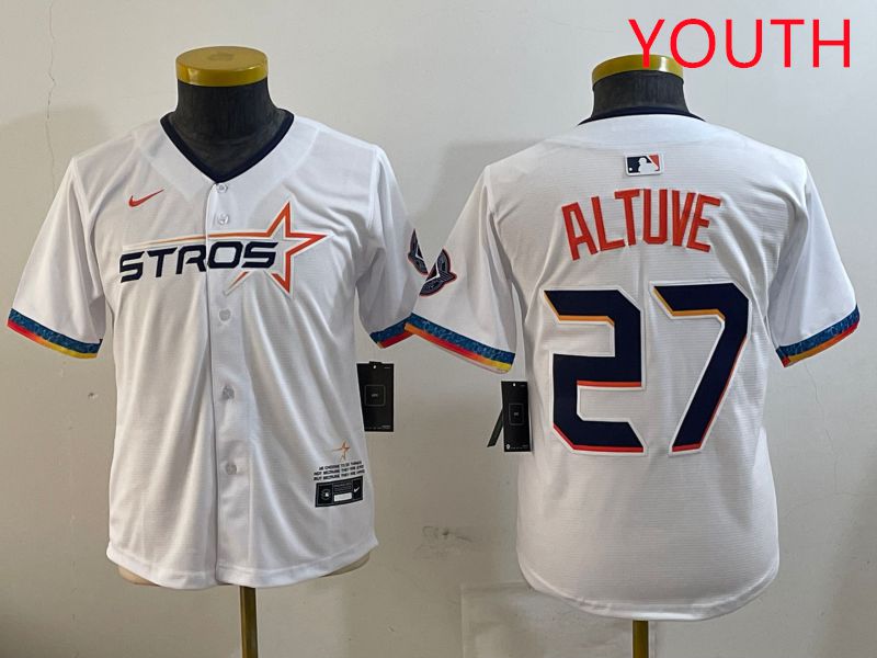 Youth Houston Astros #27 Altuve White Fourth generation Joint Name 2025 Nike MLB Jersey style 4